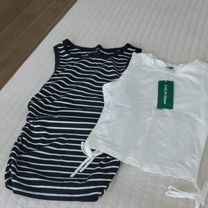 2 SHEIN Tank Tops Black and White Striped Dress with White Top